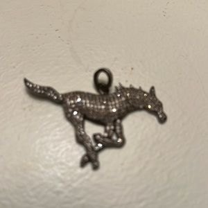 Diamond and sterling silver custom mustang pendant